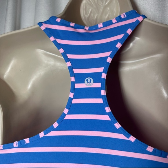 New Lululemon Blue Pink Stripe Cool Racerback Tank Top 4 Barbie Nautical Workout - Picture 6 of 8